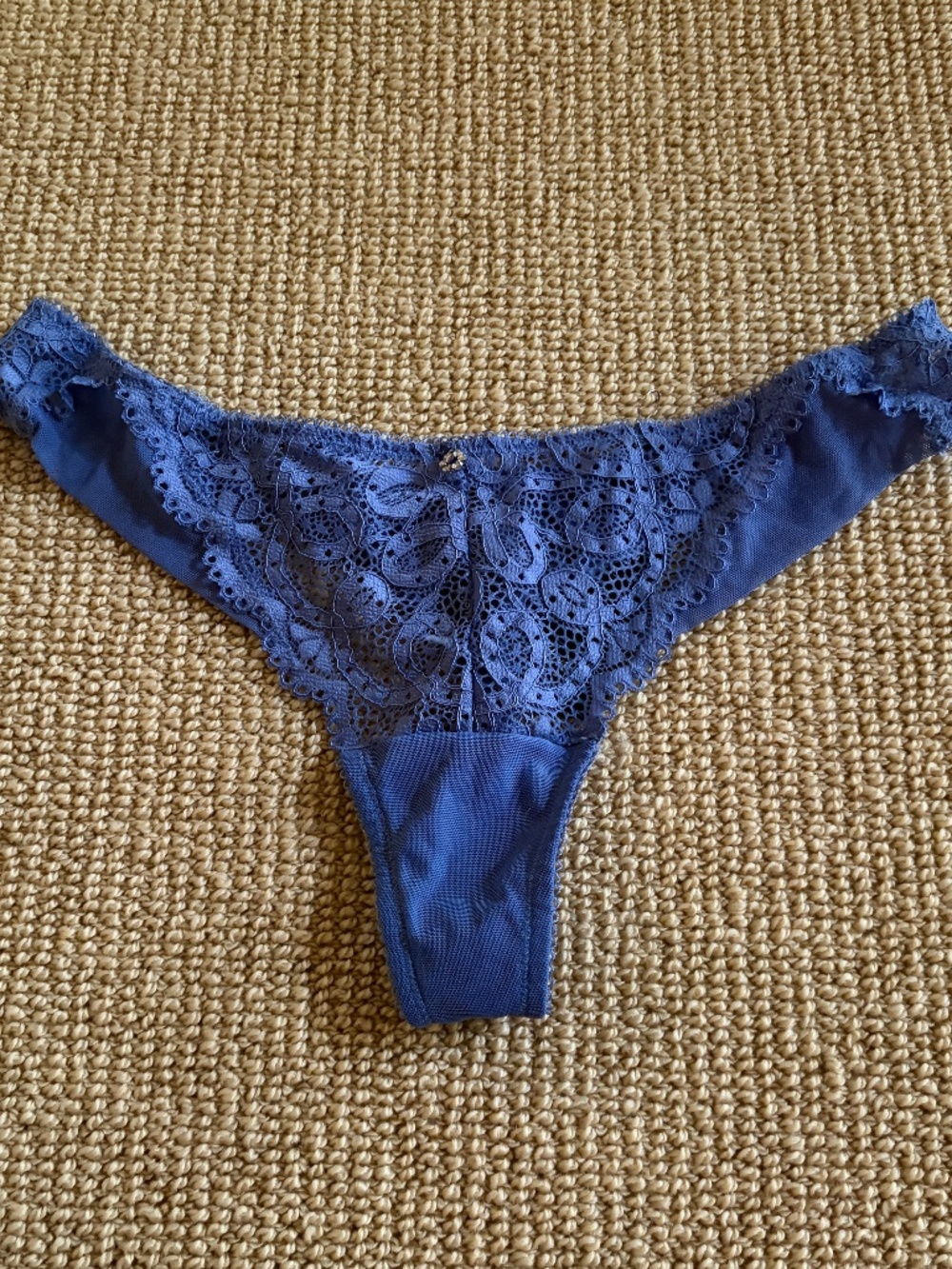 Women's Montelle Intimates Blue Iris Cutout Thong, Size Small NWT